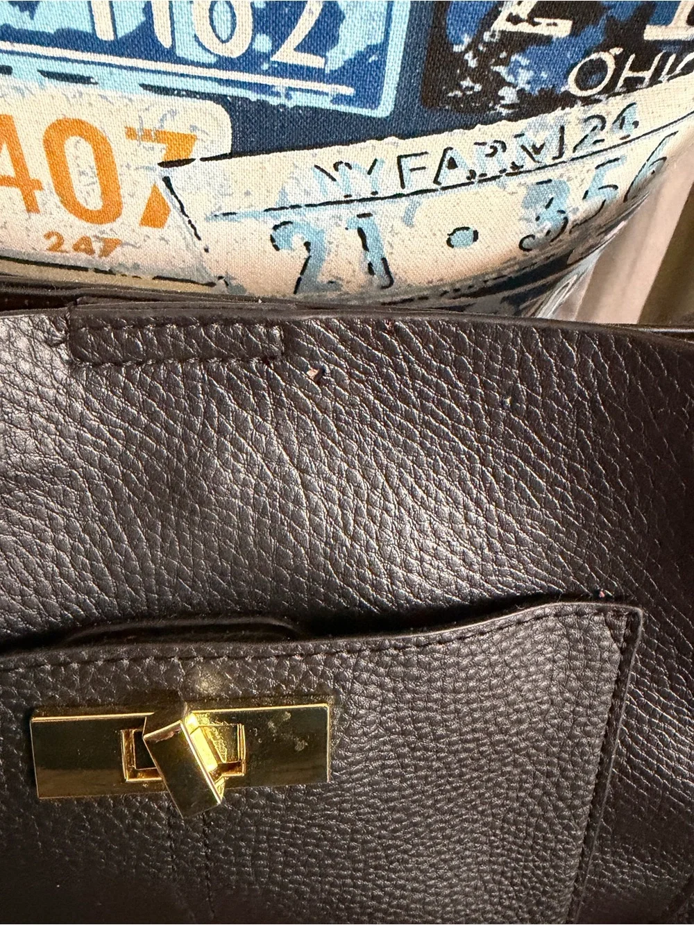 Steve Madden Black Shoulder Tote with Red Lining